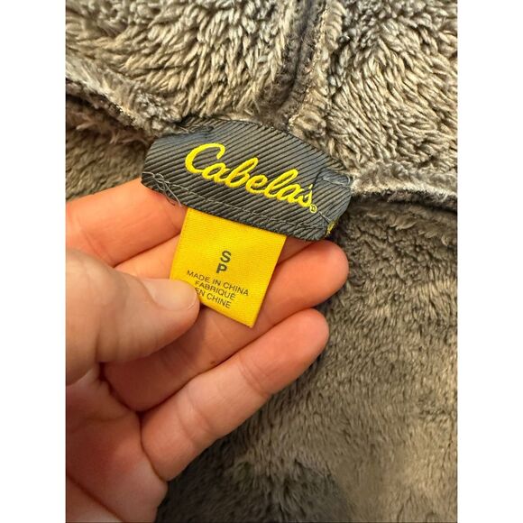 Cabela's Gray Merino Wool Blend Hooded Open Front Fleece Cardigan Sweater Small - Picture 4 of 6